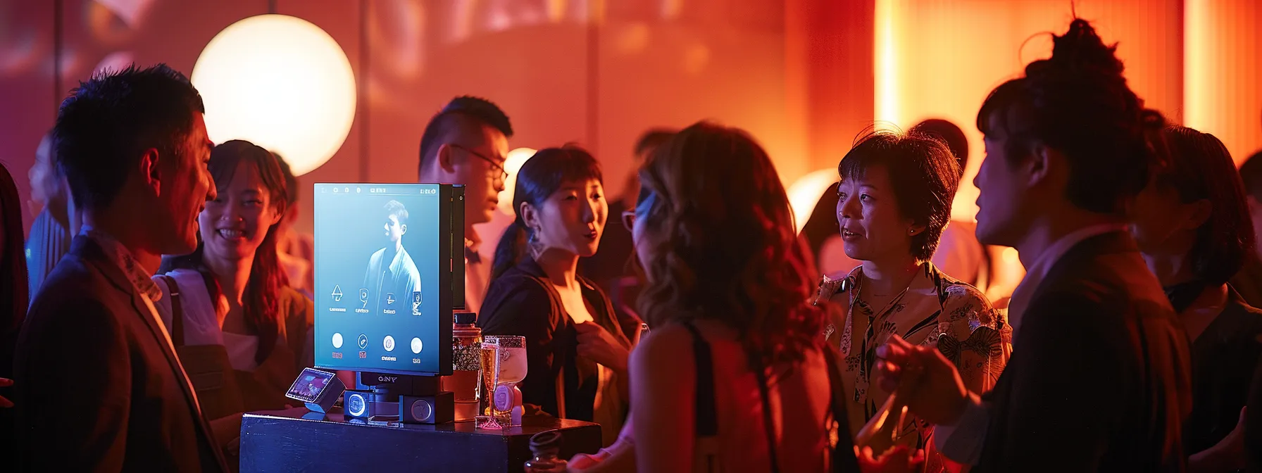 Understanding the Disadvantages of a Photo Booth Experience 6 a lively event scene captures a bustling photo booth, illuminated by soft ambient lighting, where guests joyfully interact with the equipment, while a professional operator swiftly resolves a minor technical glitch, ensuring the celebration continues seamlessly.