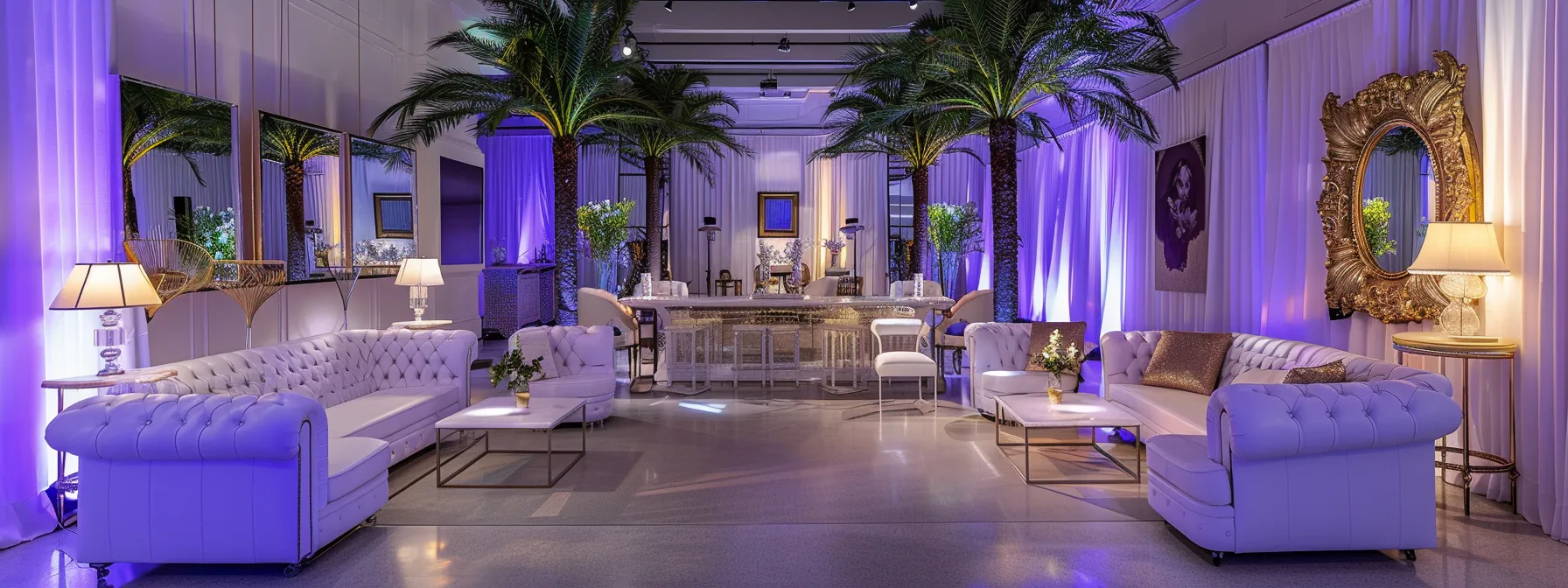 Where to Find Reliable Mirror Rental Options 4 a sleek, modern event space showcases a stunning array of vintage and contemporary mirror styles on elegant displays, highlighting their unique designs against a sophisticated backdrop of soft ambient lighting and stylish decor.