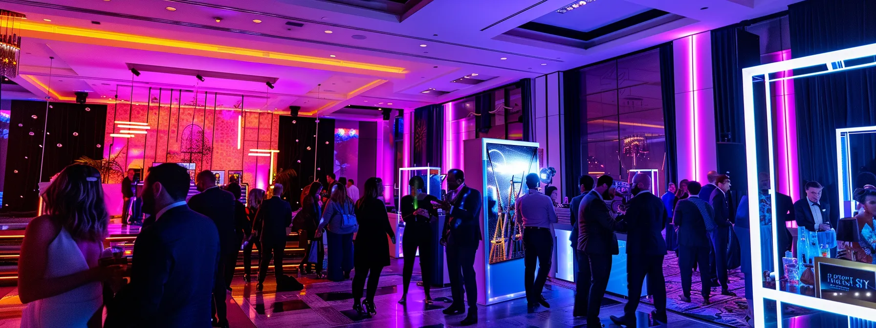 Unforgettable Moments Await: Magic Mirror Photo Booth Rental 5 a vibrant, bustling event space features a sleek, interactive magic mirror adorned with customizable graphics and themed props, capturing guests engaged in joyful photo sharing amid a backdrop of elegant decor and ambient lighting.