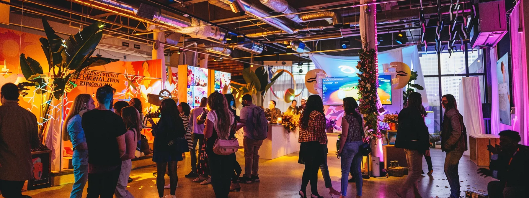Capture Memorable Moments with a Photo Booth Rental Near Me 6 a vibrant indoor event space showcases a stylish photo booth adorned with playful props, surrounded by joyful guests at a wedding, highlighting the festive atmosphere and memorable moments.