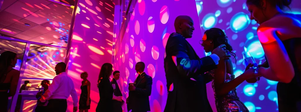 360 Photo Booth 2 a vibrant urban party scene showcases a sleek mirror photo booth, surrounded by elegantly dressed guests capturing lively moments, illuminated by colorful led lights and a stylish backdrop that enhances the festive atmosphere.