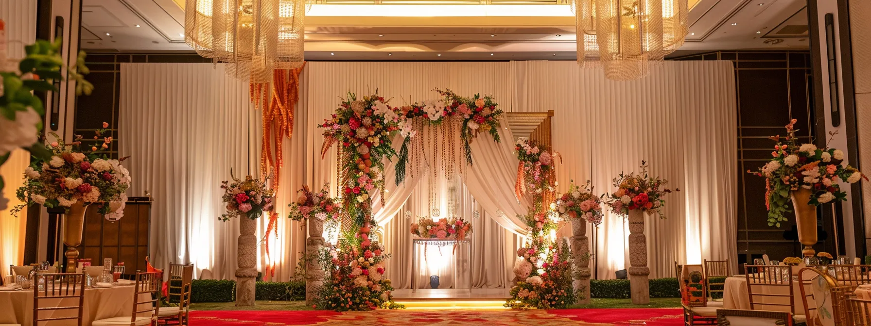 Expert Tips for Selecting Your Ideal Wedding Picture Booth 3 a vibrant wedding booth, adorned with whimsical decorations and a backdrop featuring elegant floral patterns, captures joyful moments between the newlyweds and their guests, all set against the stylish ambiance of a chic reception hall.