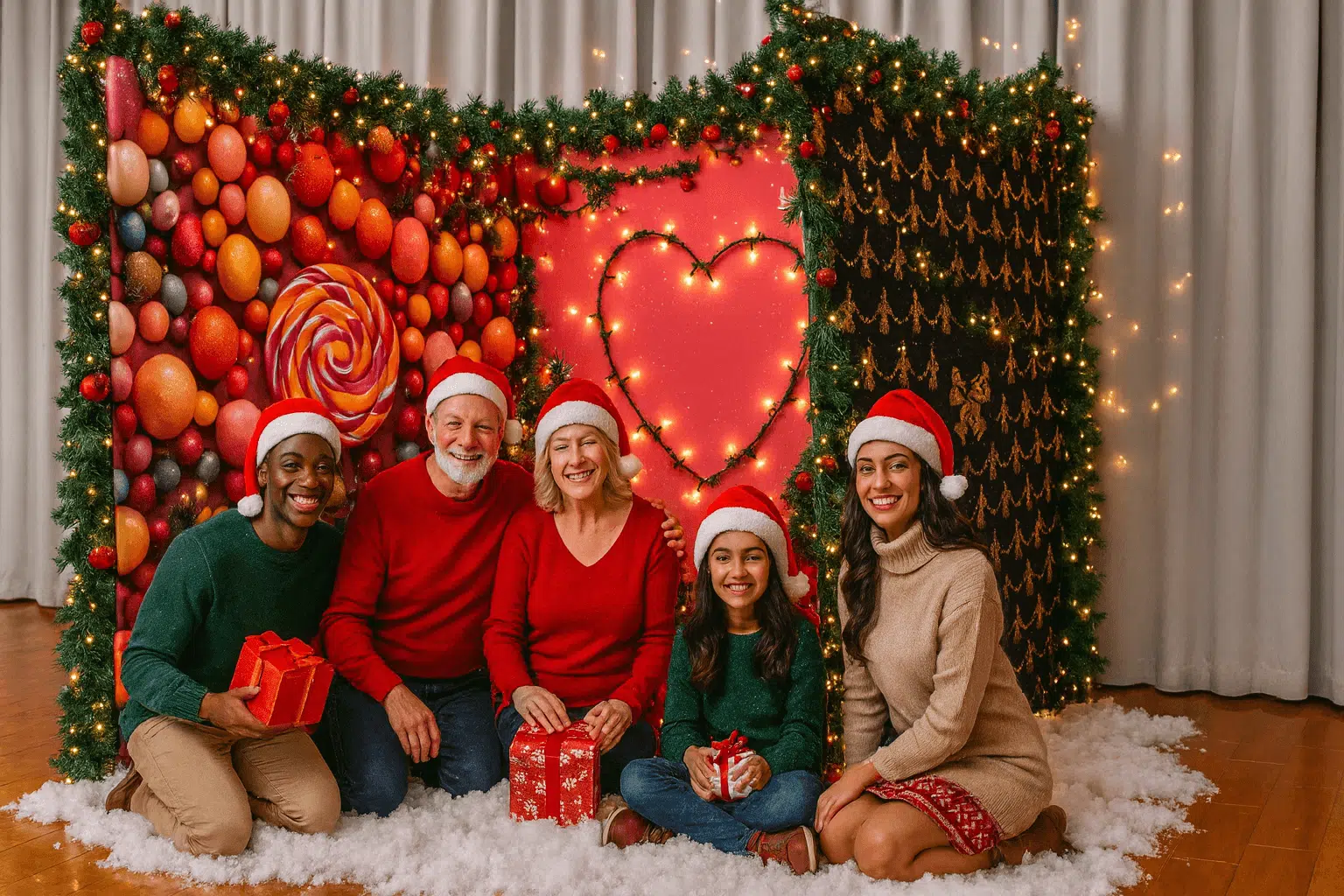 Three-sided panoramic wall studio set for event portraits